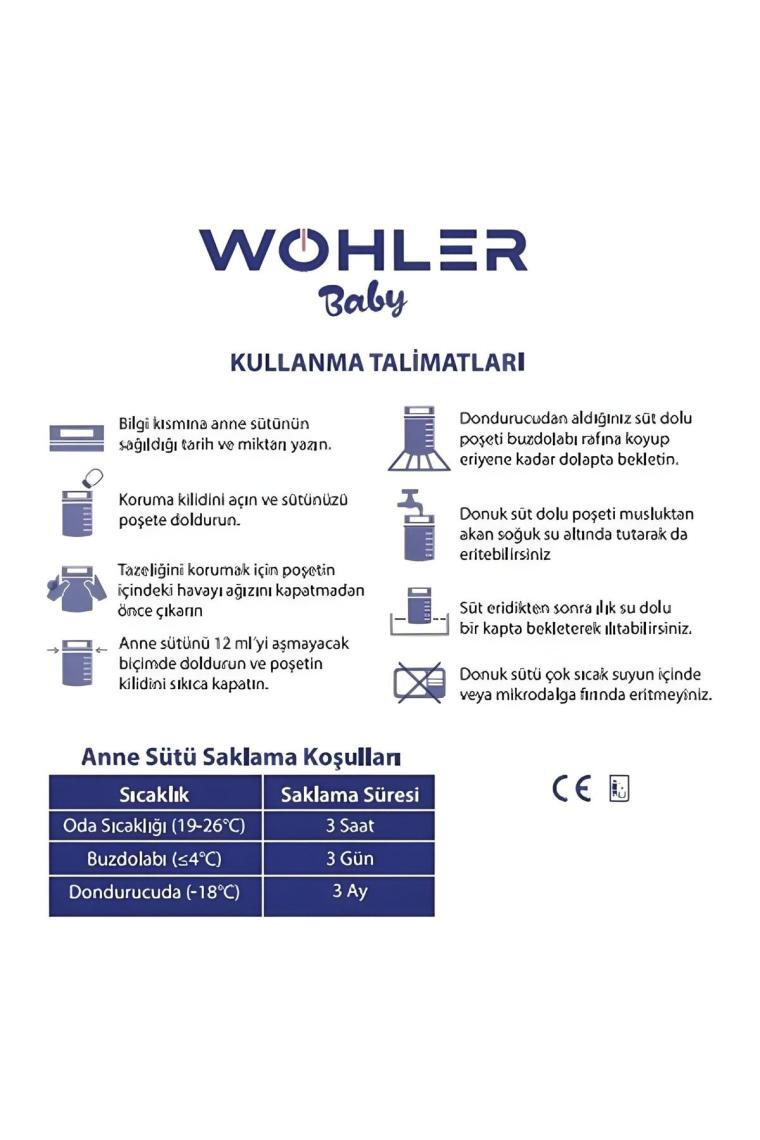 Anne Sütü Saklama Poşeti 25'li