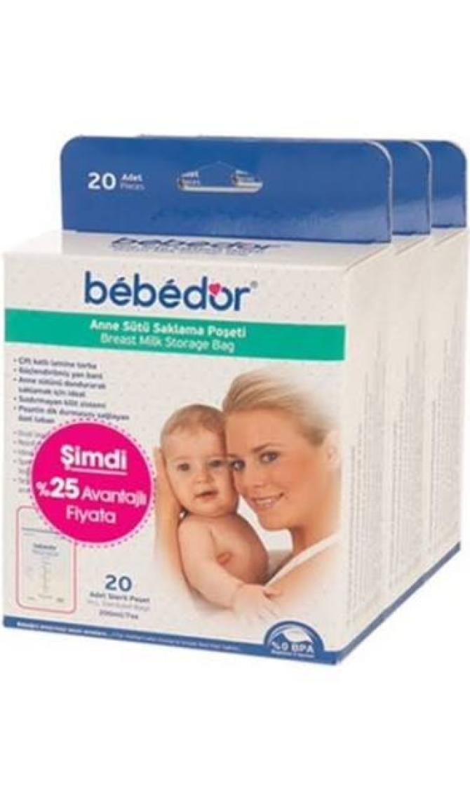 Bebedor Anne Sütü Saklama Poşeti 20 x 3'lü
