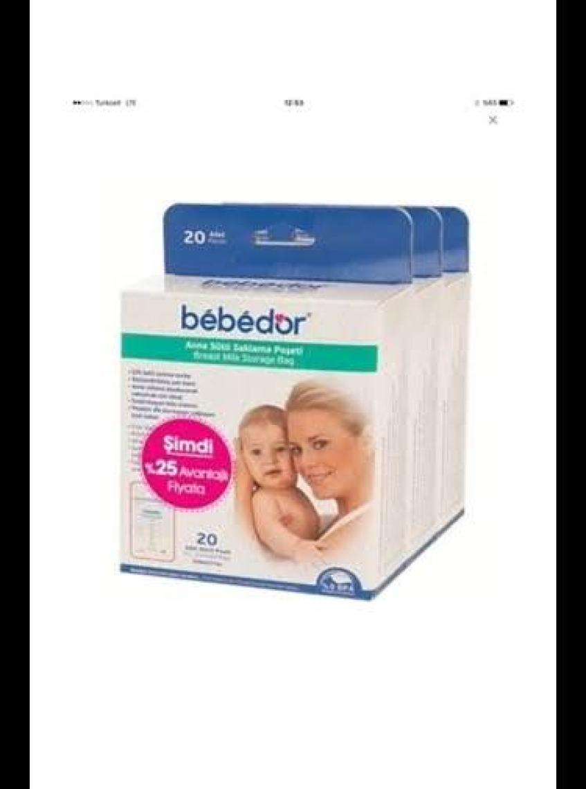 Bebedor Anne Sütü Saklama Poşeti 20 x 3'lü
