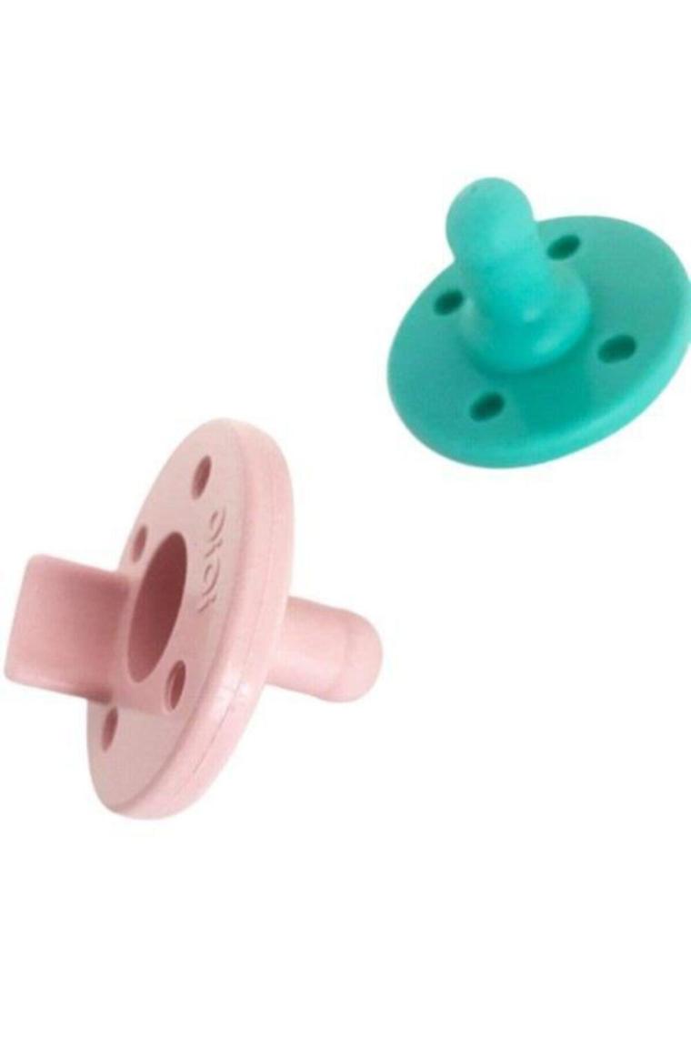 OİOİ 2'li 0 Ay+ Silikon Emzik Aqua Green-Pinky Pink