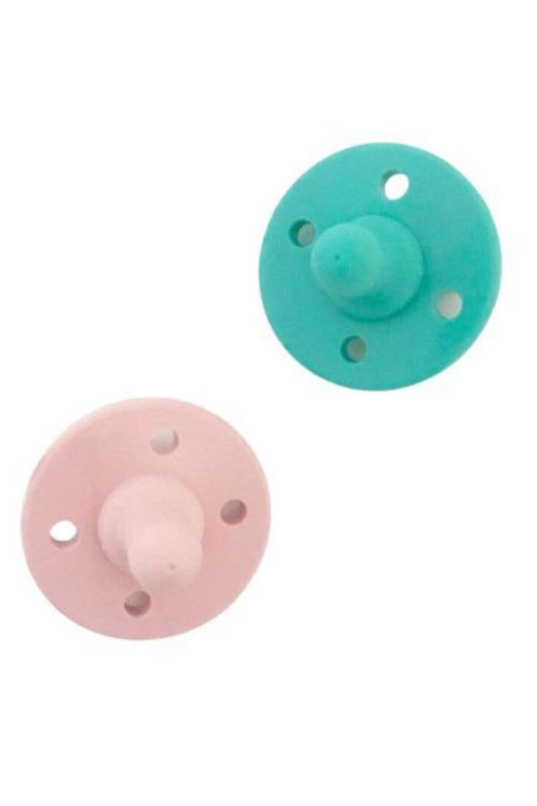 OİOİ 2'li 0 Ay+ Silikon Emzik Aqua Green-Pinky Pink