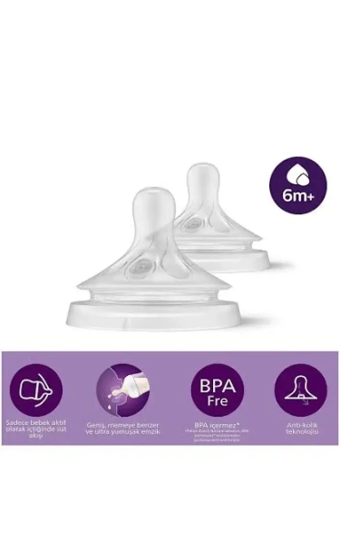 Philips Avent Natural Response 2'li Biberon Emziği, 6 Numara, 6+ Ay, SCY966/02