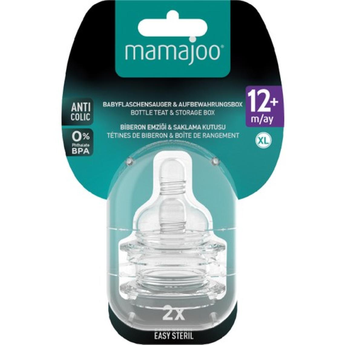 Mamajoo Anti-Kolik Biberon Emzikleri, 12 Ay+, Yoğun Akışlı, 2li Paket