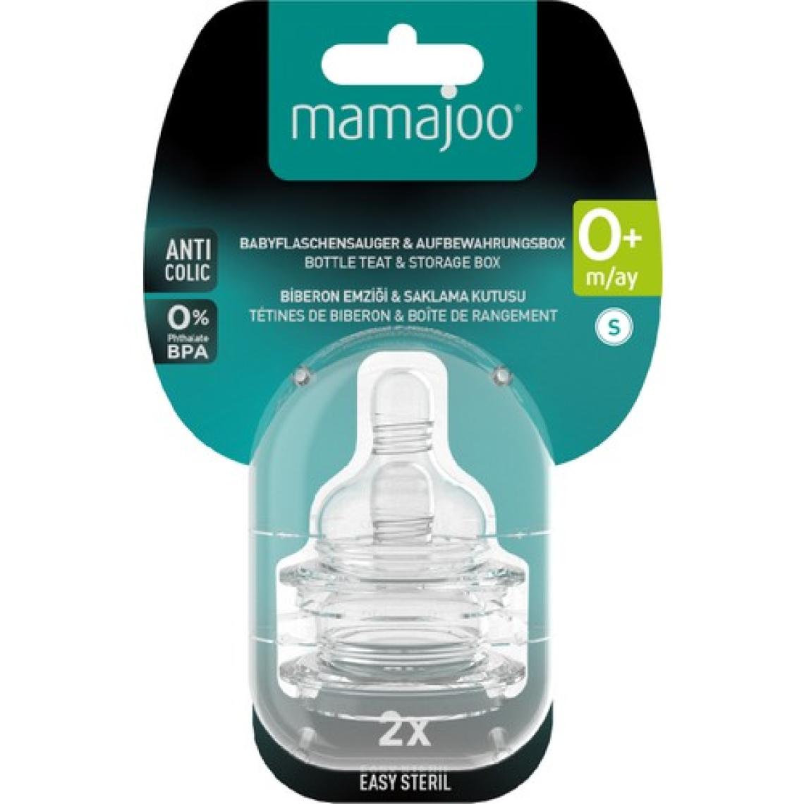 Mamajoo Anti-Kolik Biberon Emzikleri, 0 Ay+, Yavaş Akışlı, 2li Paket