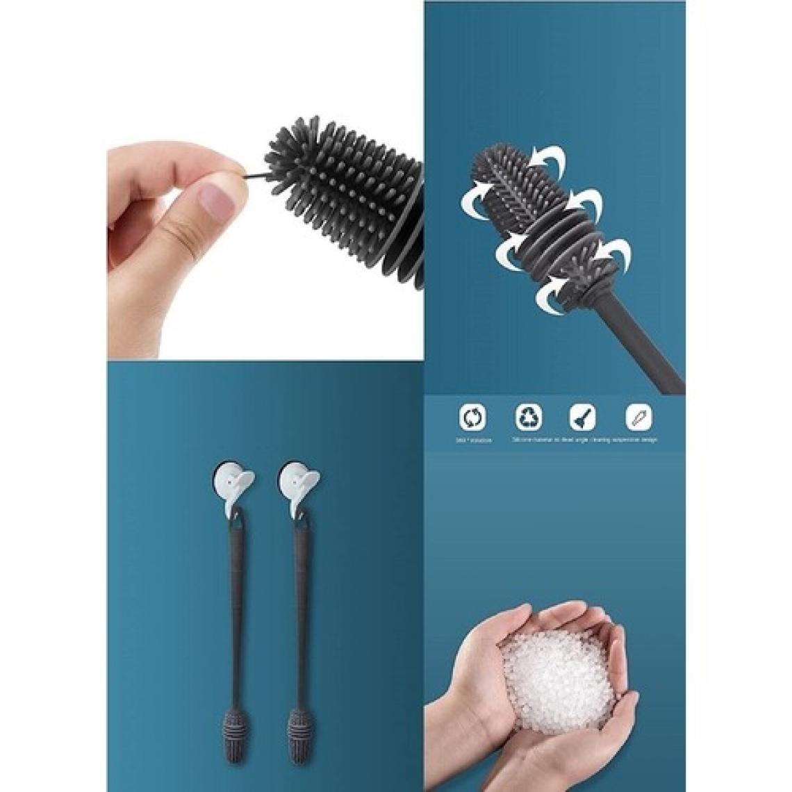 Lusso Cosmetic Biberon Temizleme Fırçası Silikon Süt Şişe Yıkama Fırçası 360 Derece Döner Fonksiyonlu Uzun Saplı