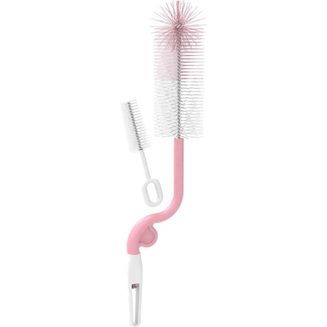 BabySoft Dönerli Biberon ve Biberon Emziği Temizleme Fırça Seti Pembe