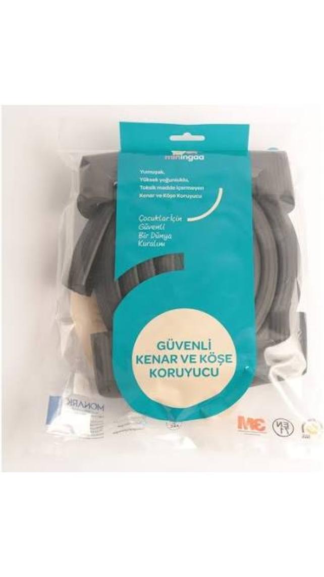 Miningaa 2 metre + 4 adet köşe koruyuculu esnek ve yumuşak kauçuk Siyah kenar koruyucu