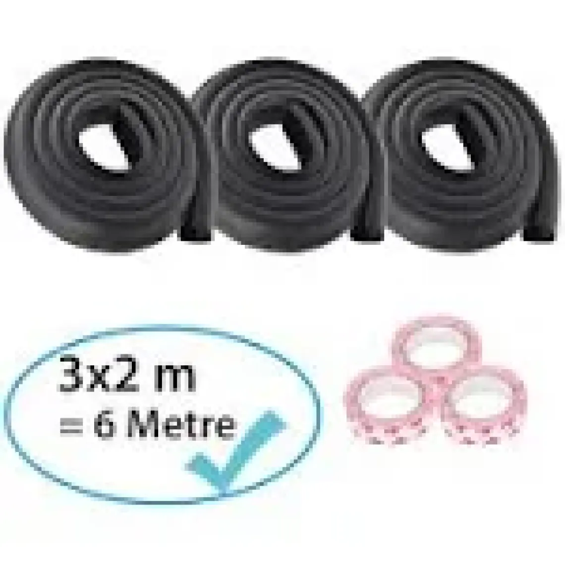 Evokids 6 Metre Siyah Kauçuk Kenar Koruyucu - 3 Adet