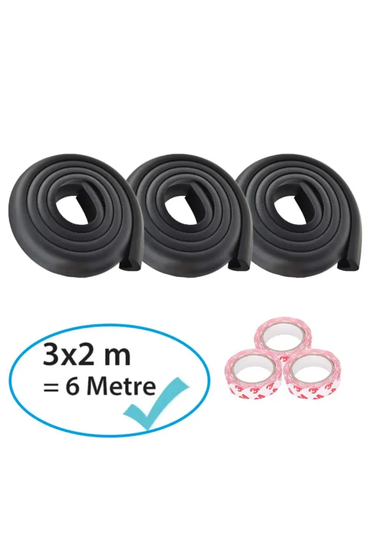 Evokids 6 Metre Siyah Kauçuk Kenar Koruyucu - 3 Adet