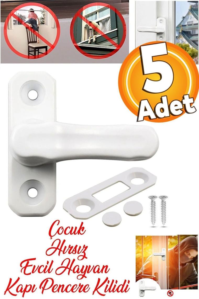 Bebek Çocuk Pimapen Pvc Kapı Pencere Emniyet Koruma Kilidi Mandalı Cam Kilidi Beyaz (5 ADET)
