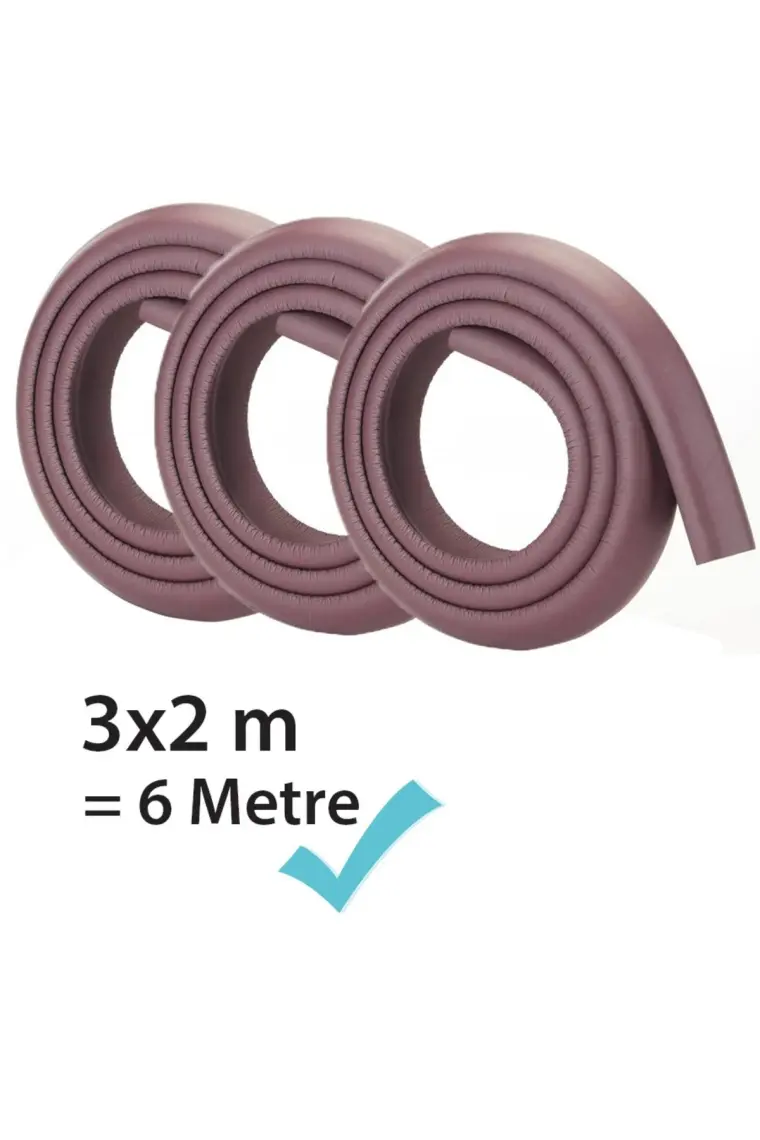 Evokids 3 Adet Kauçuk Kalın Kenar Koruyucu Kahve (6 Metre)