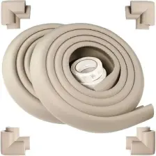 Miningaa 2 metre + 4 adet köşe koruyuculu esnek ve yumuşak kauçuk Gri kenar koruyucu