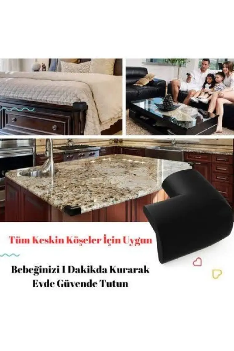 Miningaa Kauçuk Masa sehpa Köşe Koruyucu Krem 4 ADET