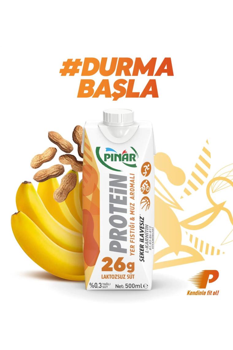 Yer Fıstıklı Ve Muz Aromalı Protein Süt 500 ml X 12 Adet