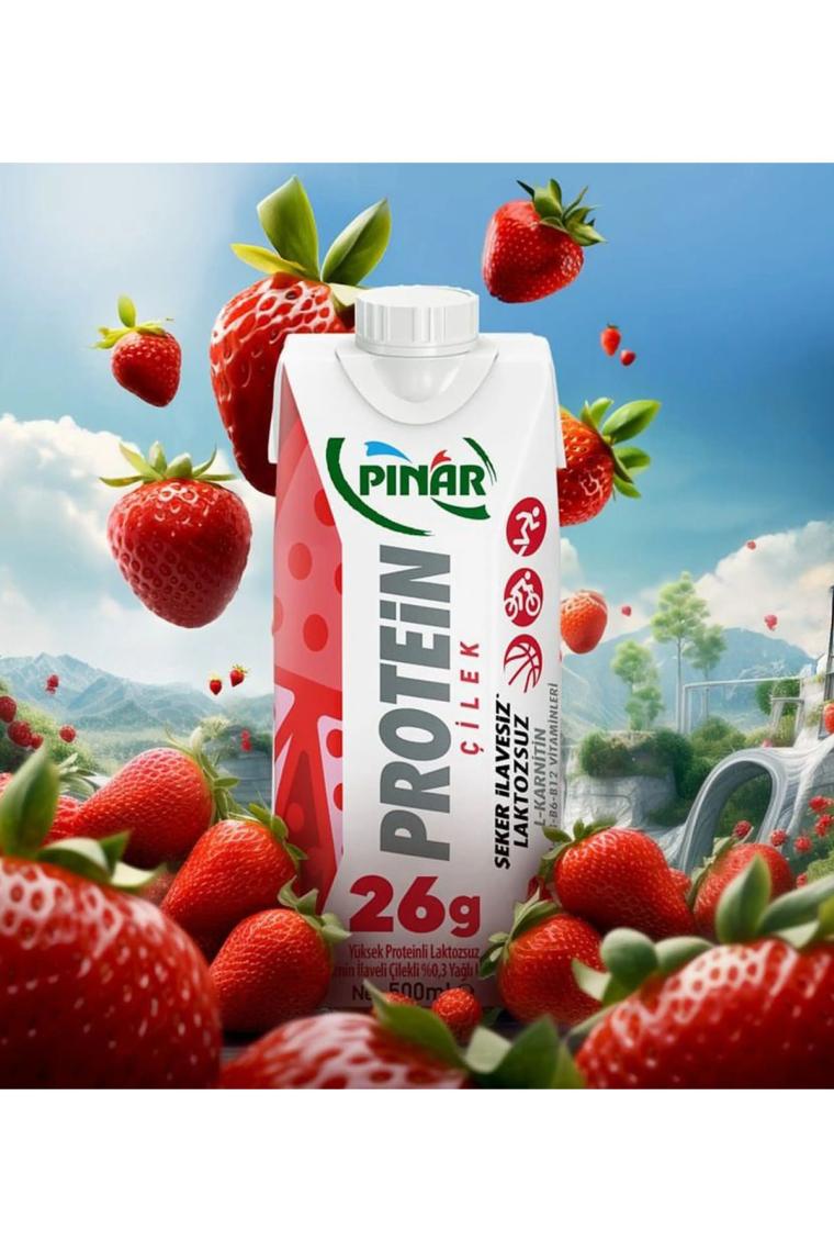 Çilekli Protein Süt 500 ml X 12 Adet