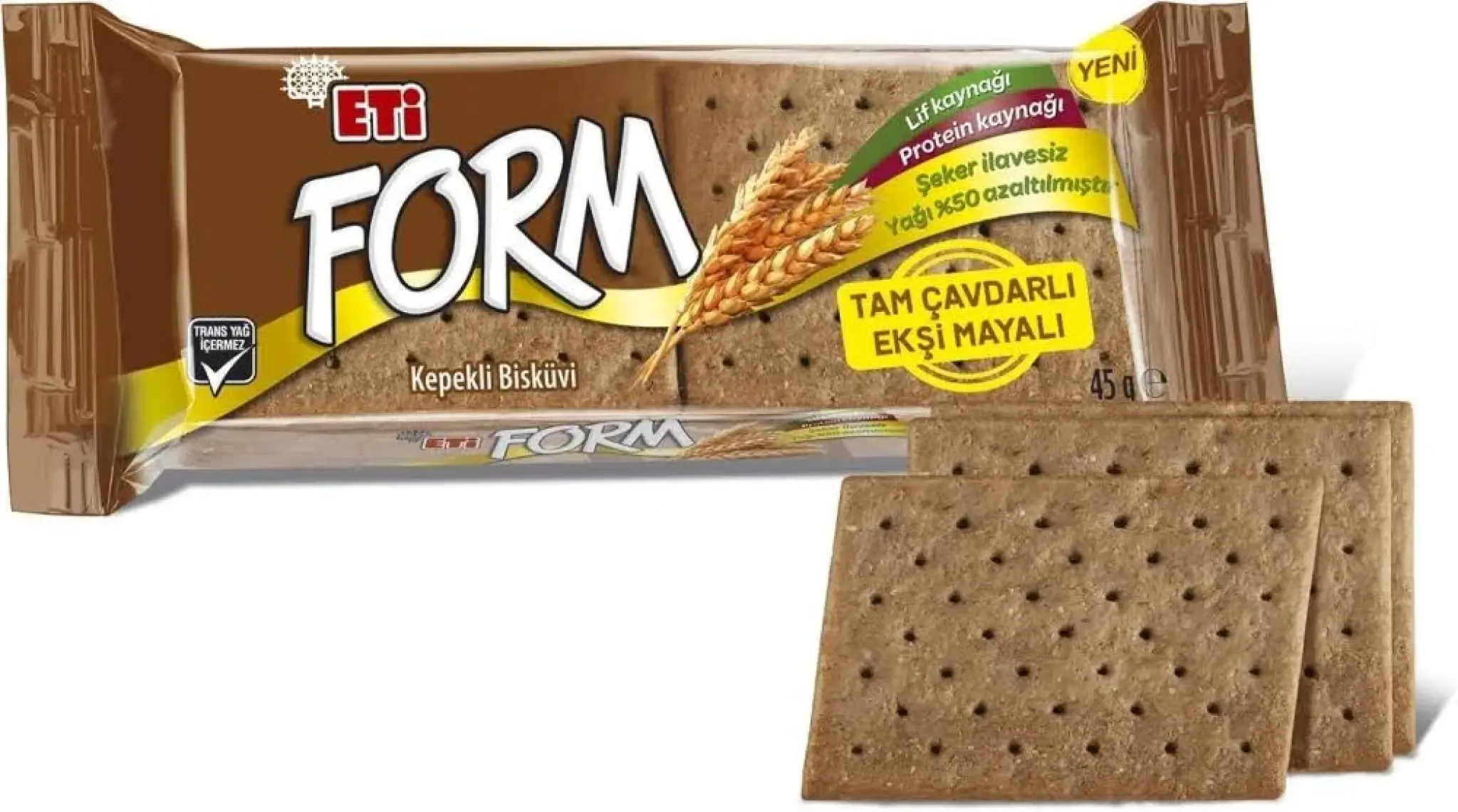 Eti Form Tam Çavdarlı Ekşi Mayalı Kepekli Bisküvi 45 g x 24 Adet