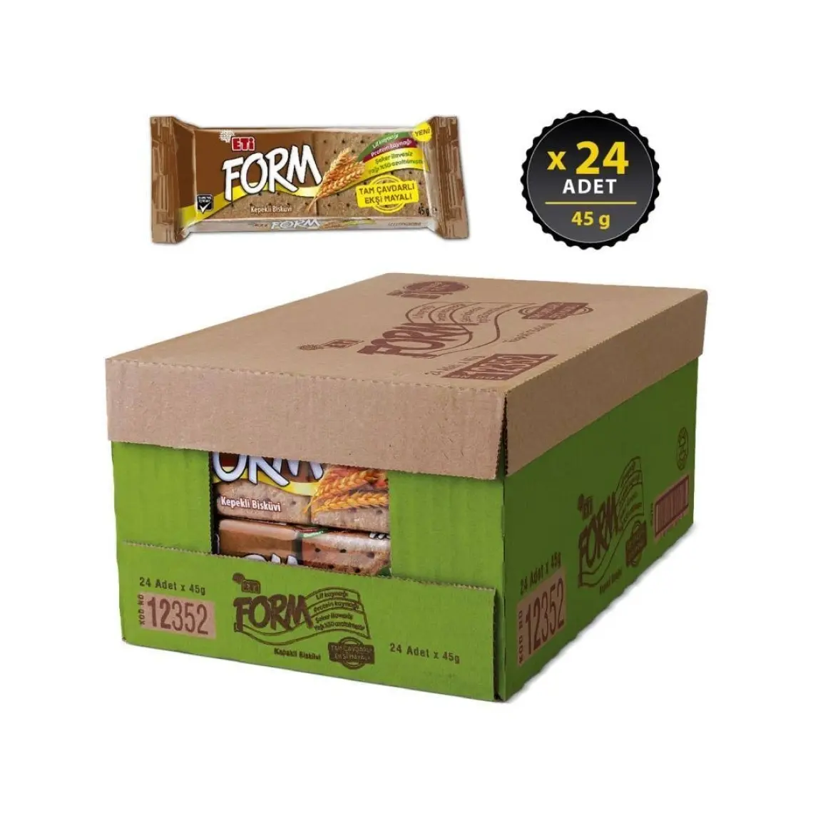 Eti Form Tam Çavdarlı Ekşi Mayalı Kepekli Bisküvi 45 g x 24 Adet