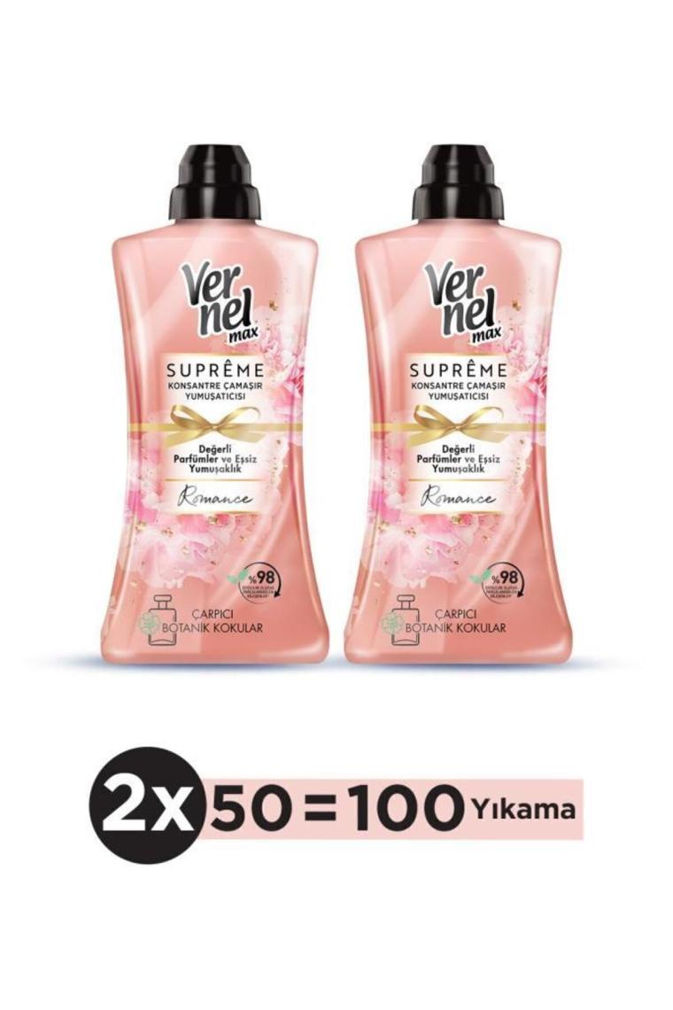 Max Konsantre Çamaşır Yumuşatıcısı 2 X 1200ml (100 YIKAMA) Supreme Romance