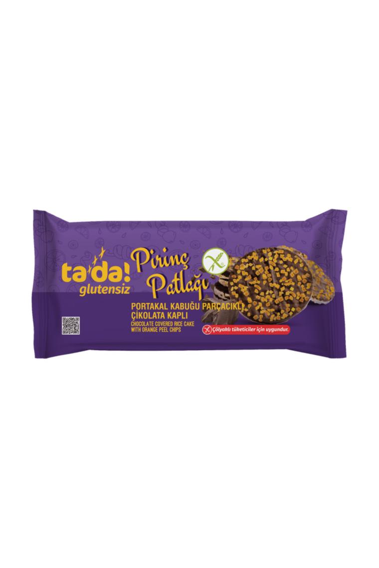 Tada Glutensiz Çikolata Kaplı Portakal Kabuğu Parçacıklı Pirinç Patlağı 84 gr