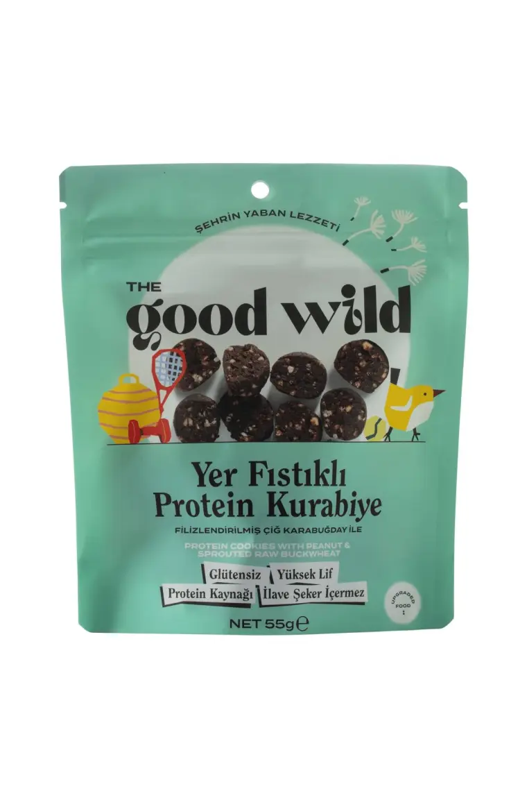The Good Wild Glütensiz, İlave Şekersiz Yer Fıstıklı Protein Kurabiye 55 gr