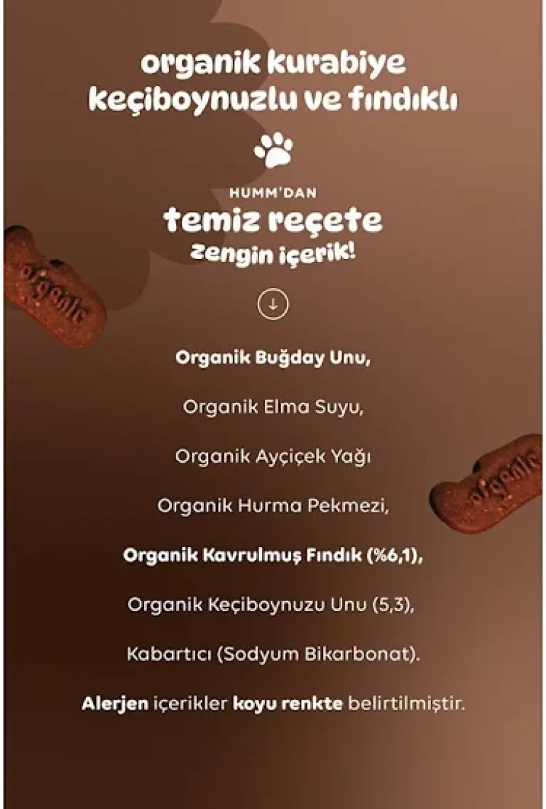 Humm Organik Keçiboynuzlu Fındıklı Kurabiye 55 G.