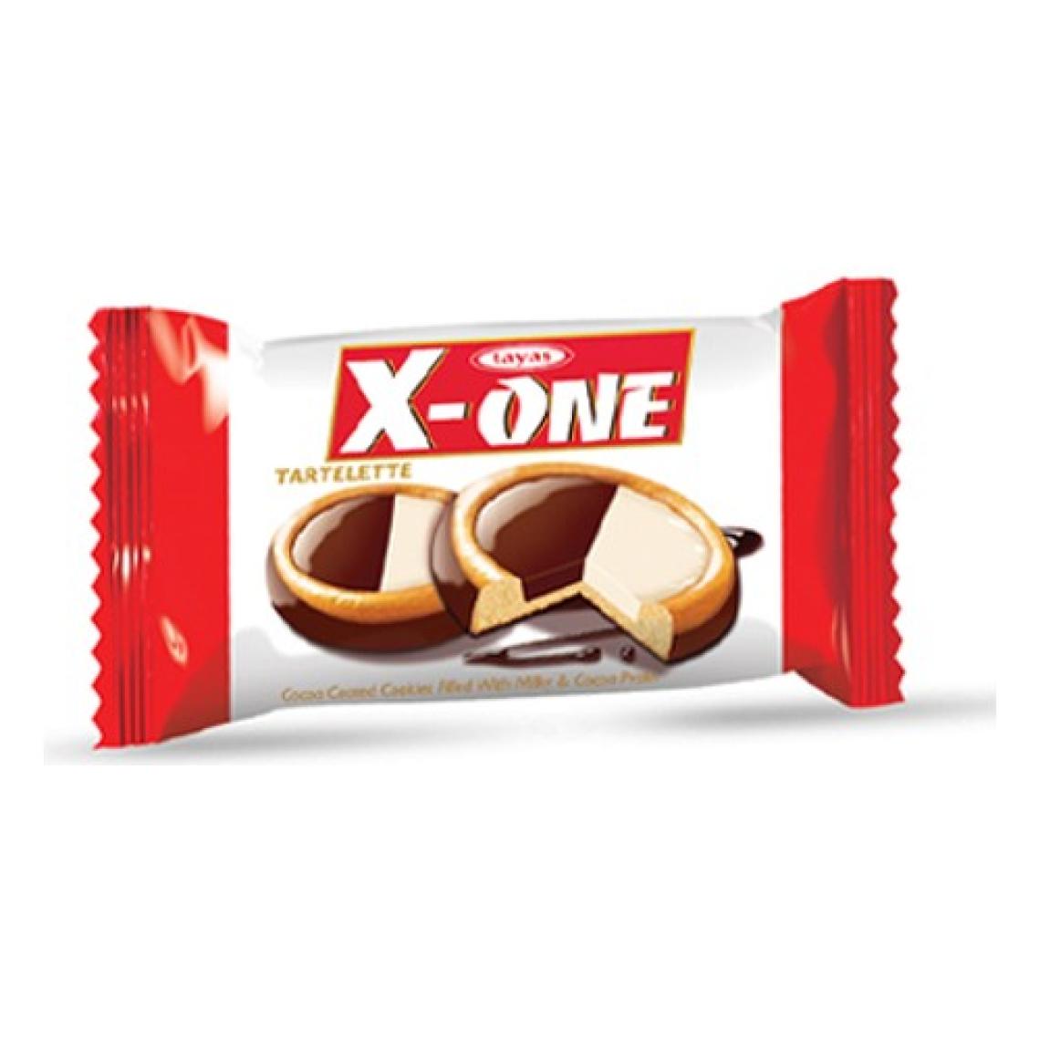 Tayaş X-One Tartelette Sütlü Kakaolu Krema Dolgulu Kakao Kaplı Bisküvi 20 gr x 24 Adet Kutulu