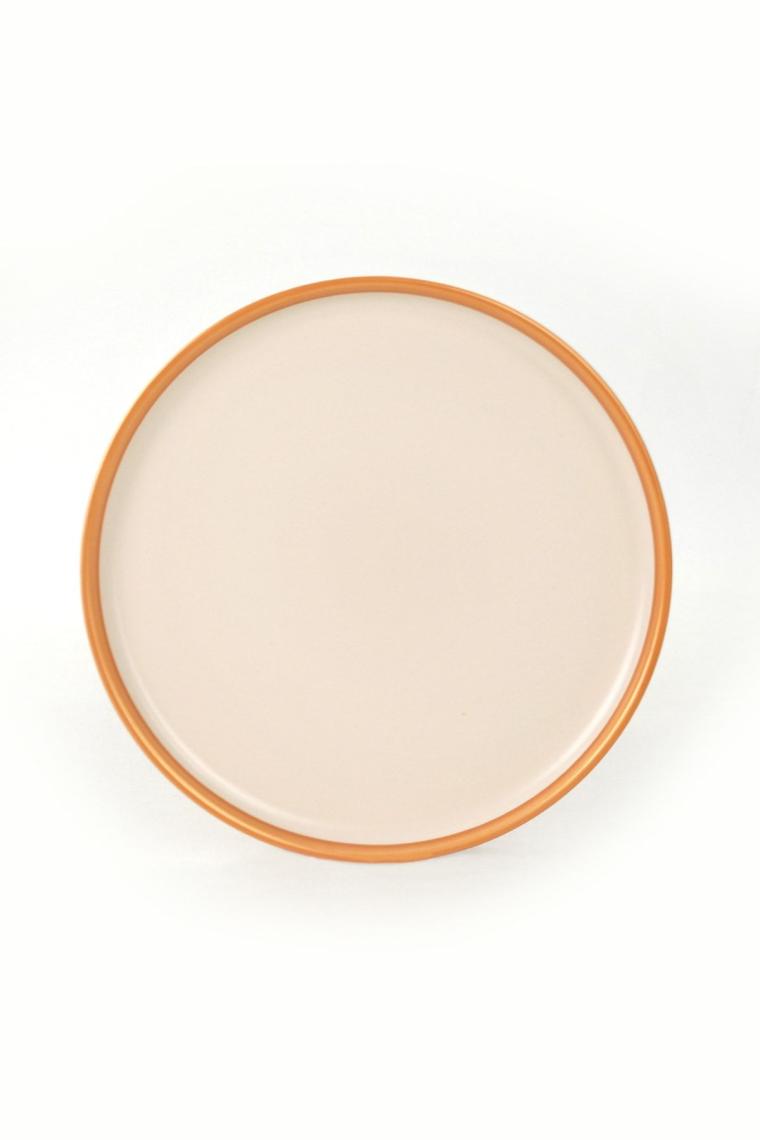 Mat Krem Gold File Nordic Pasta Tabağı 22 cm 6 Adet