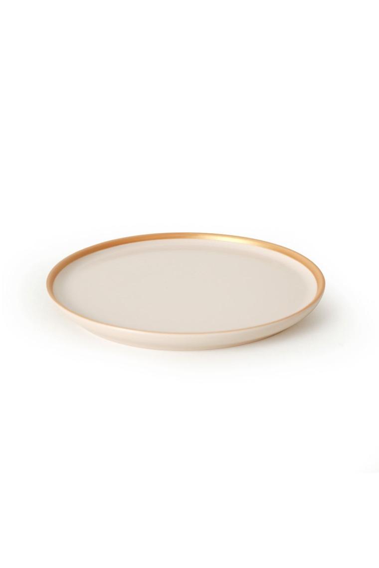 Mat Krem Gold File Nordic Pasta Tabağı 22 cm 6 Adet
