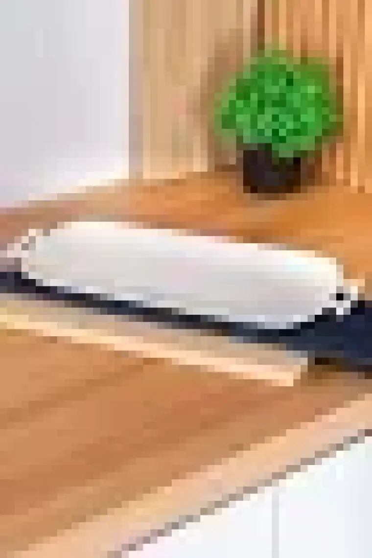 Digithome Bianco Perla Porselen Kulplu Servis Tabağı Dikdörtgen Beyaz 39 cm - SCT-05385