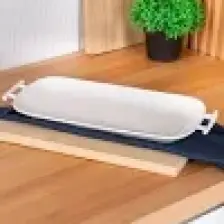 Digithome Bianco Perla Porselen Kulplu Servis Tabağı Dikdörtgen Beyaz 39 cm - SCT-05385