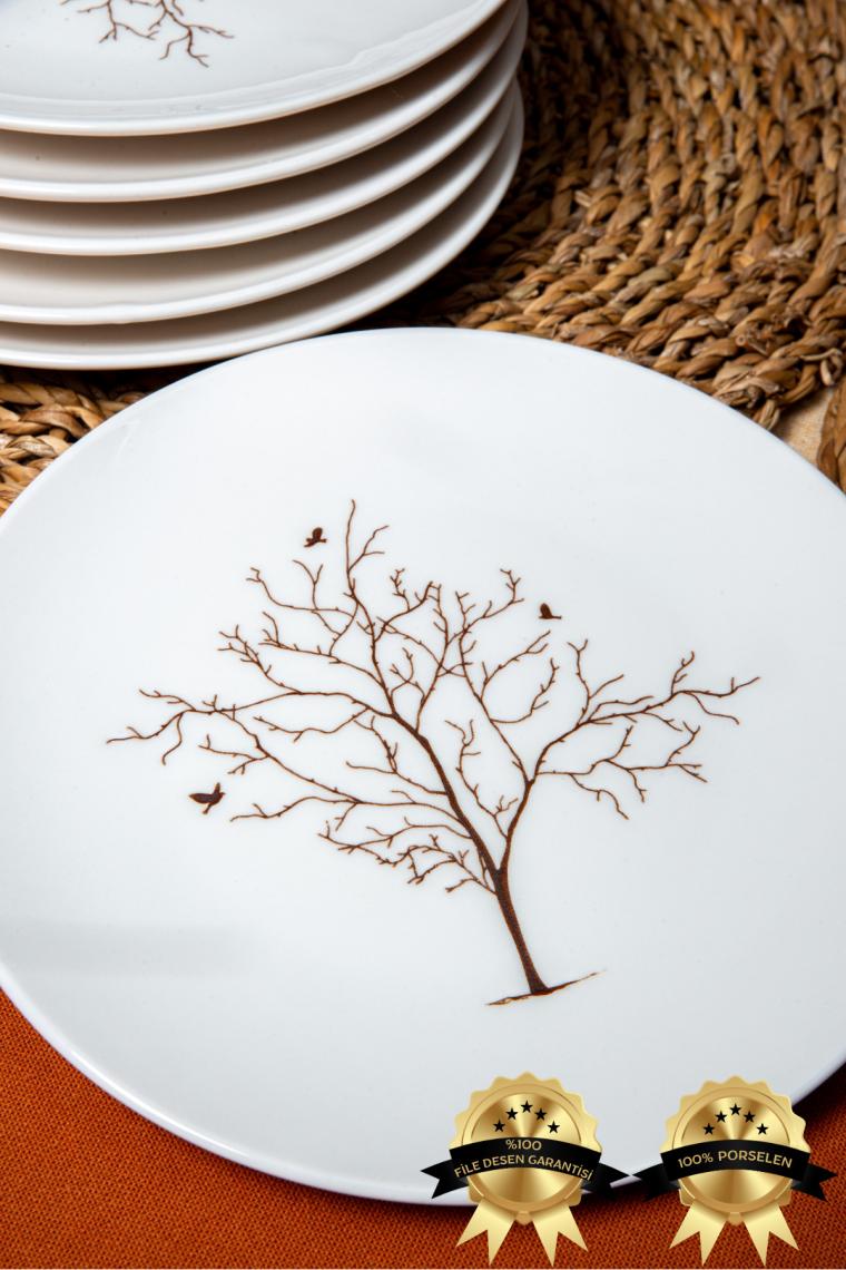 Heda Porselen Hayat Ağacı 6'lı Porselen Pasta Tabağı Seti