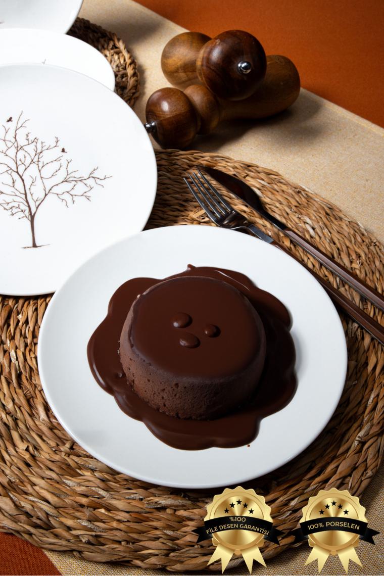 Heda Porselen Hayat Ağacı 6'lı Porselen Pasta Tabağı Seti