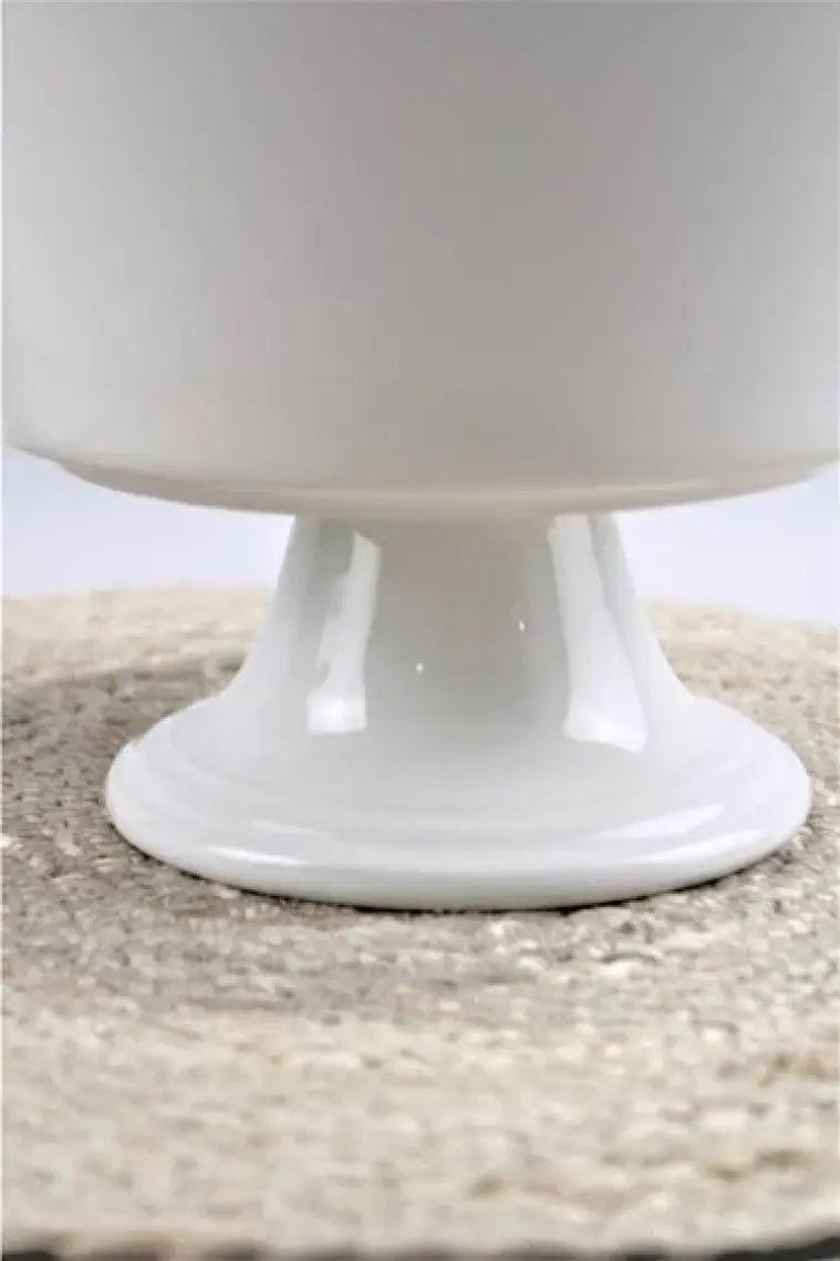 Gönül Porselen Seramik Ayaklı Meyvelik Beyaz Gold G2803