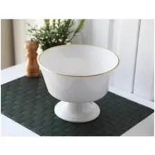 Gönül Porselen Seramik Ayaklı Meyvelik Beyaz Gold G2803