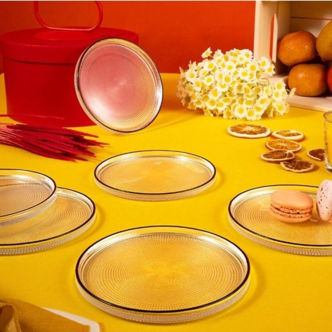 Fecra Loren 6'lı Pasta Tabağı Seti Siyah Fileli 16 cm