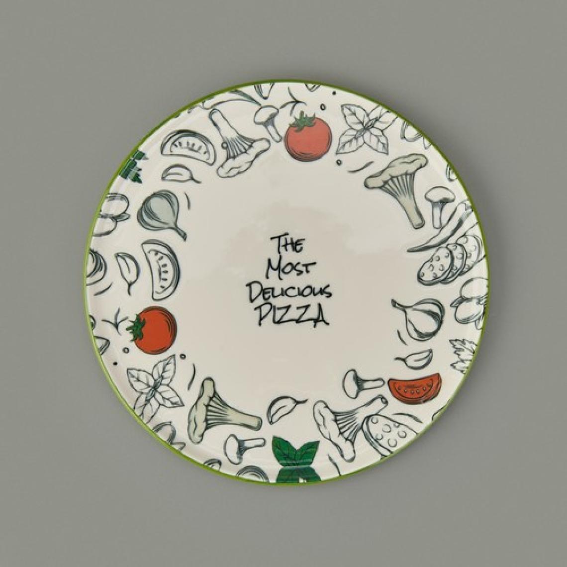 Evidea Kitchen Gourmet The Most Delicious Pizza Tabağı - Krem / Siyah - 30 cm