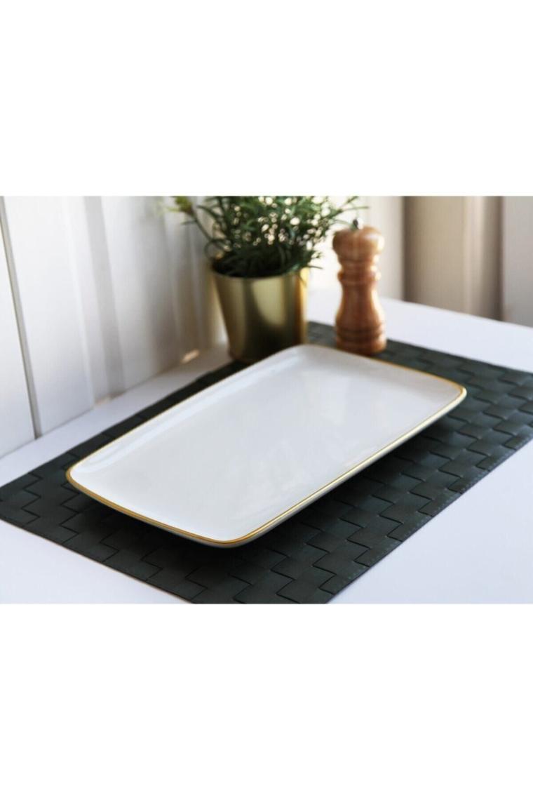 13 Parça Beyaz Gold Pasta Servis Sunum Çeyiz Seti