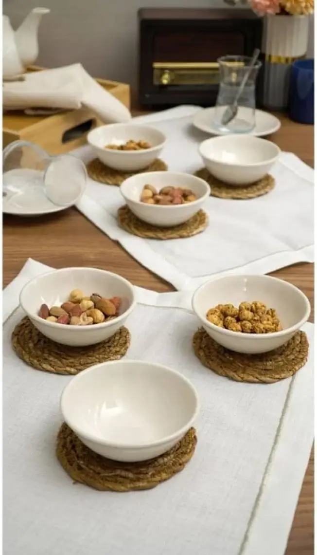 Heda Porselen Hayal 6'lı Porselen 10 cm Kahvaltı Sunum Çerezlik Seti Kırık Beyaz