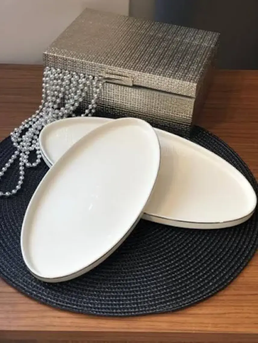 Mikasa Moor Silver Modern 2'li Kayık Tabak 31 x 16 cm. - 36 x 18 cm.