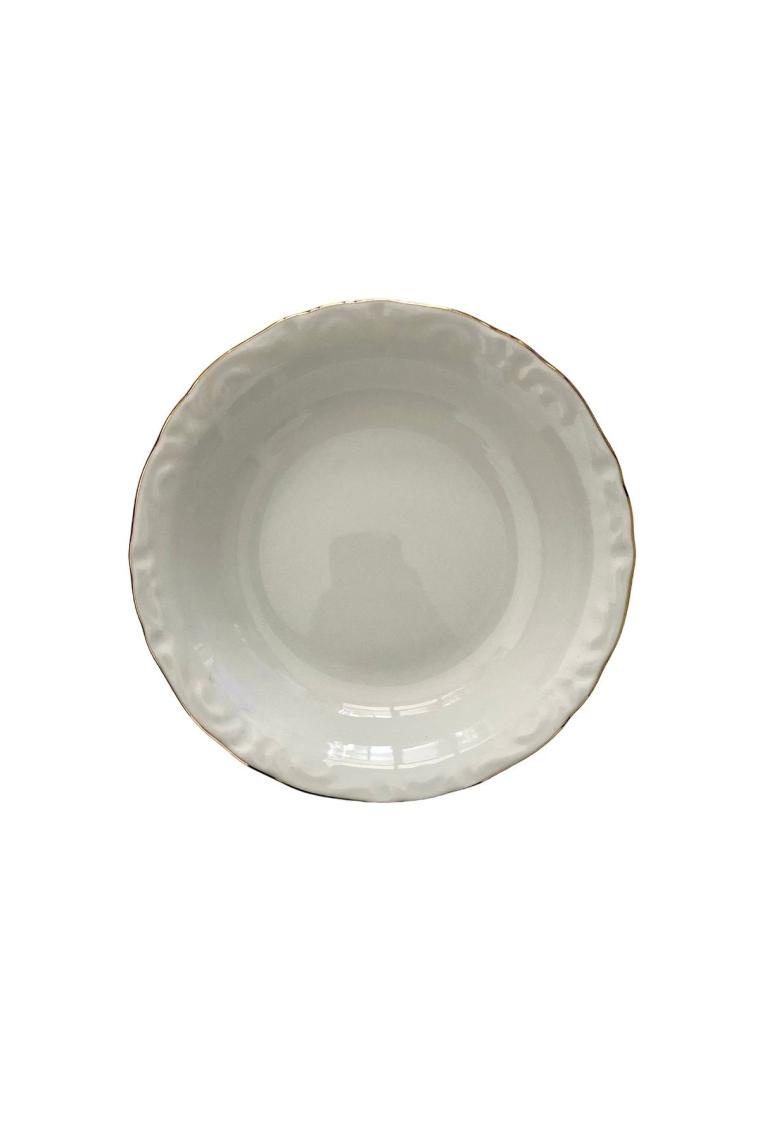 6'lı  Altın Yaldızlı 16 cm Porselen Çukur Tabak