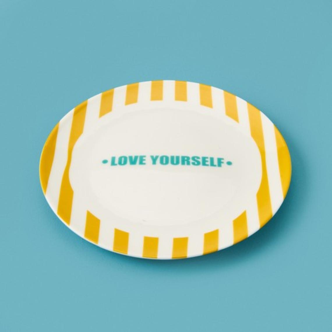 Evidea Kitchen Love Yourself Tatlı Tabağı - Sarı - 19 cm