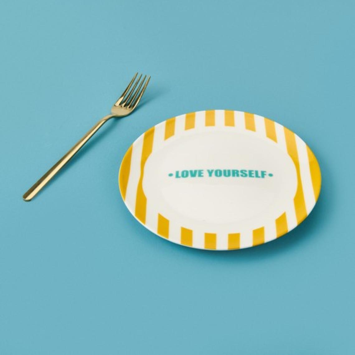 Evidea Kitchen Love Yourself Tatlı Tabağı - Sarı - 19 cm