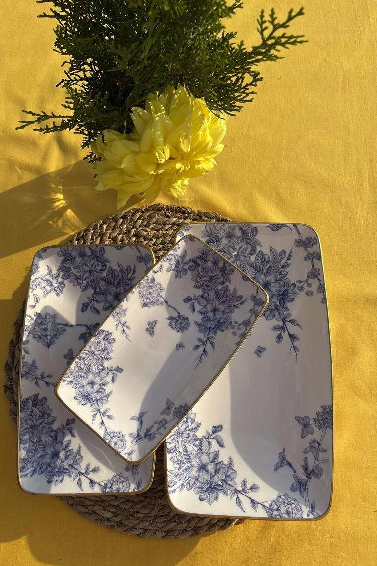 Gönül Kayık Tabak 3'lü Dikdörtgen Spring Time