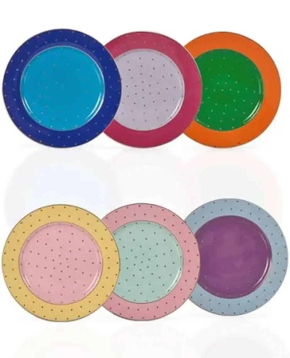 Kosova Bone China 6'lı  Puantiyeli Pasta Tabağı 21CM Fnc-28