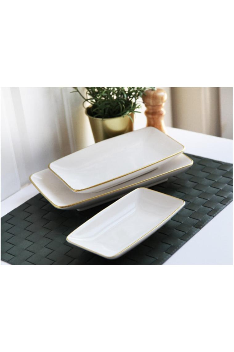 Gönül Beyaz Gold 21 Parça Pasta Servis Sunum Çeyiz Seti