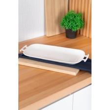 Digithome Bianco Perla Porselen Kulplu Servis Tabağı Dikdörtgen Beyaz 39 cm - SCT-05385
