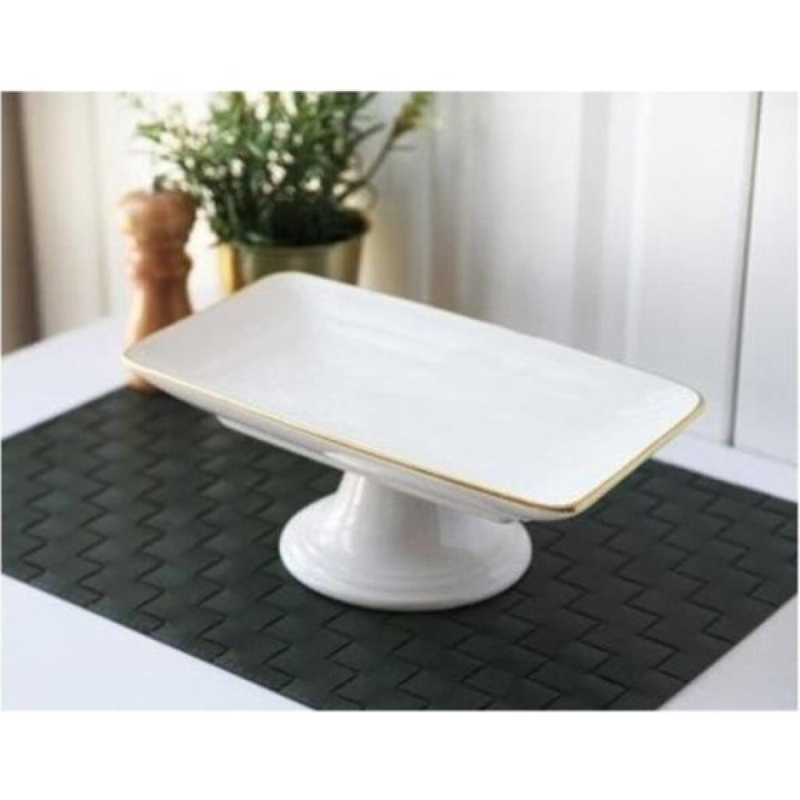 Gönül Porselen Beyaz Çikolata Tabağı Seramik Beyaz Gold