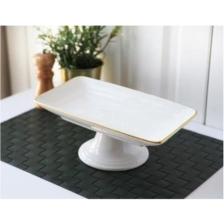 Gönül Porselen Beyaz Çikolata Tabağı Seramik Beyaz Gold