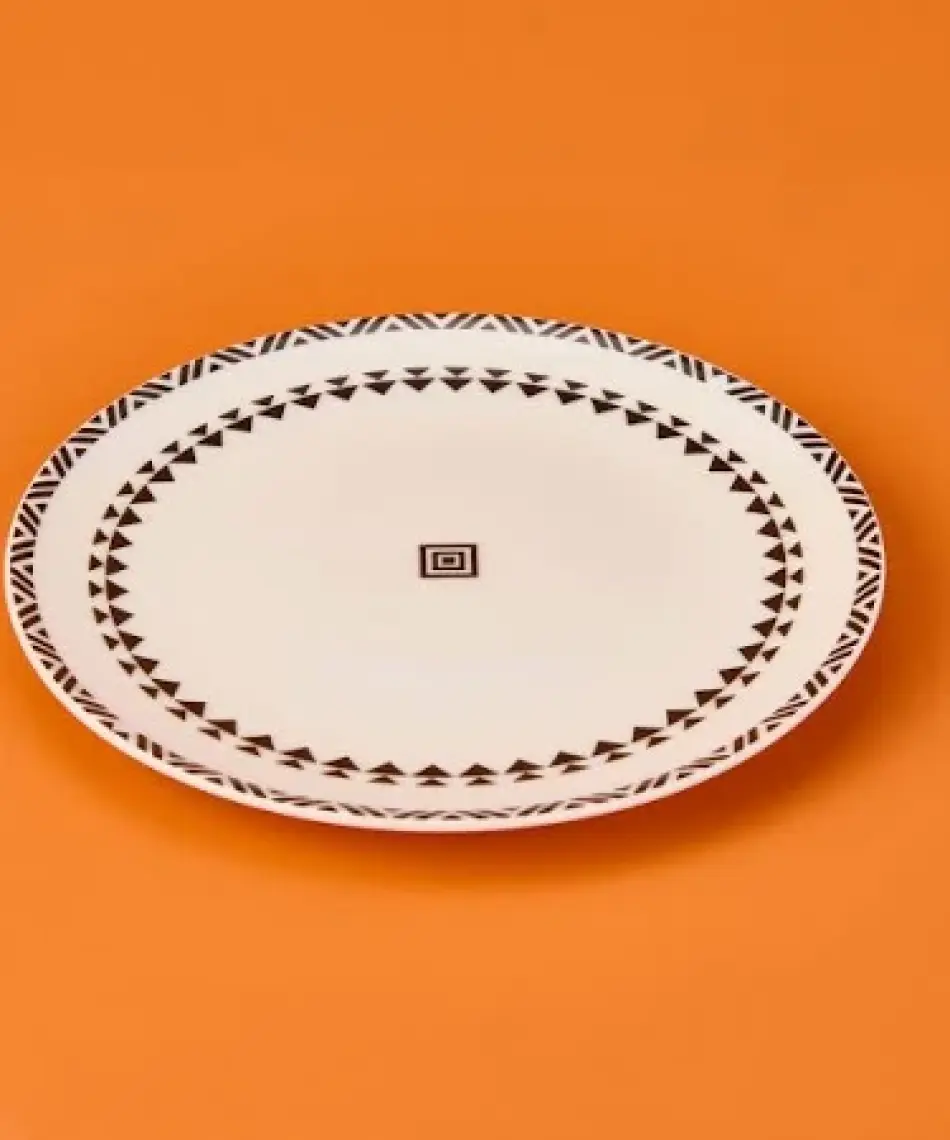 Evidea Kitchen Ethnic Pasta Tabağı - Siyah / Beyaz - 19 cm