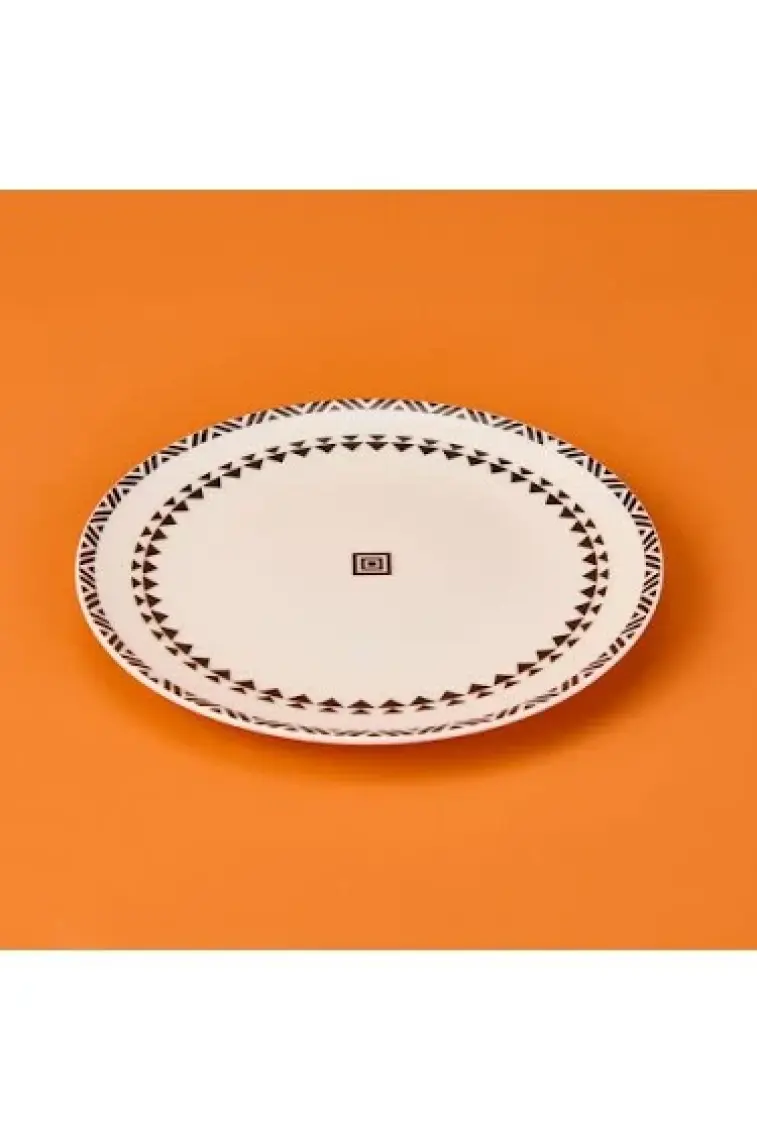 Evidea Kitchen Ethnic Pasta Tabağı - Siyah / Beyaz - 19 cm